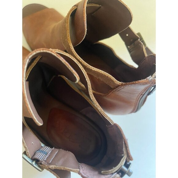Korks Stella Leather Suede Peeptoe Ankle Booties Boots Sandals Womens 8.5 Heels - Picture 7 of 10